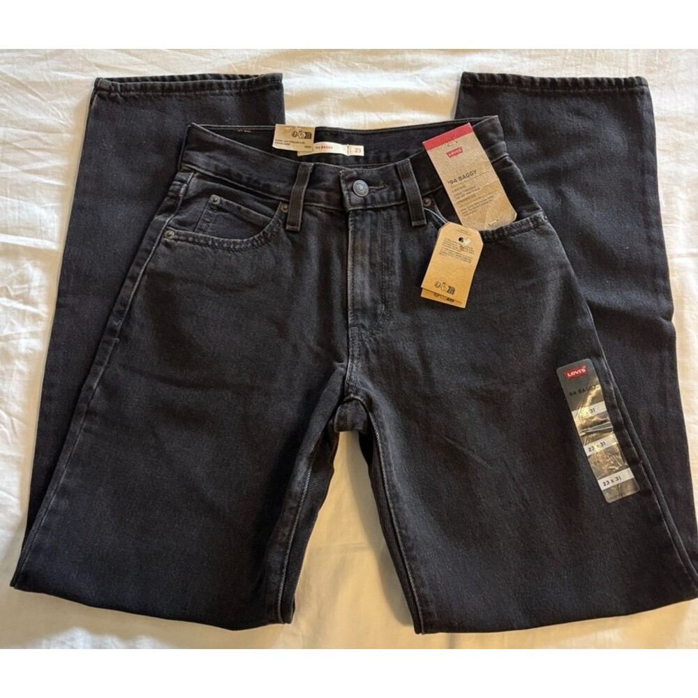 Levi's 94 Baggy Jeans Womens 23x31 Black Mid Rise Straight Leg NWT